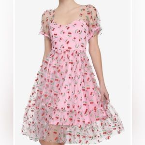 Bnwt cherry flyer mesh dress size small